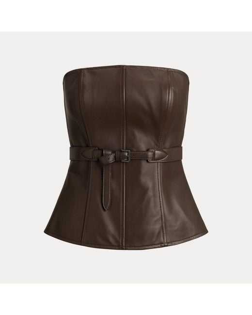 Ralph Lauren Brown Jenevieve Lambskin Bustier