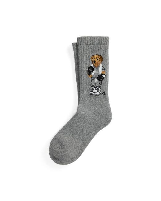 Ralph Lauren Gray Polo Bear Cotton-Blend Crew Socks