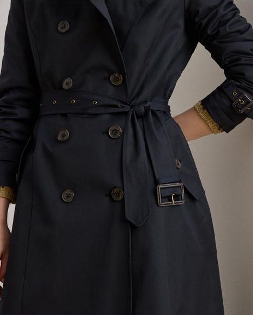 Ralph Lauren Black Zweireihiger Trenchcoat Mit Gürtel