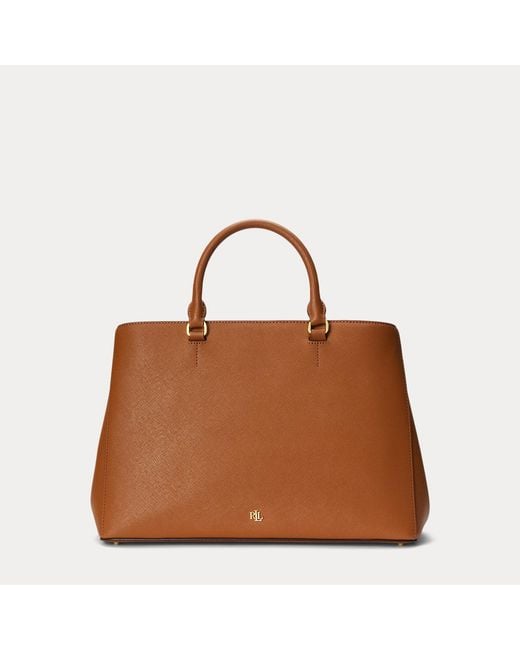 Ralph Lauren Black Large Crosshatch Leather Hanna Satchel