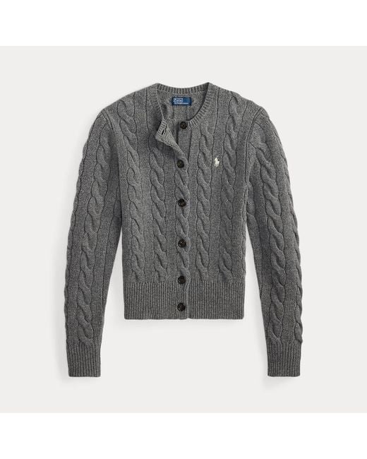 Polo Ralph Lauren Kabelgebreid Wol-Kasjmier Vest in het Gray