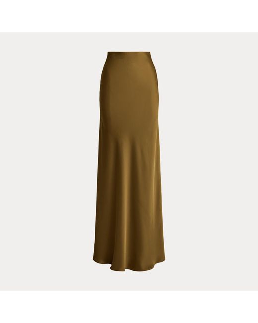 Ralph Lauren Green Satin Charmeuse Maxiskirt