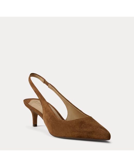 Ralph Lauren Brown Lolah Ii Suede Slingback Pump
