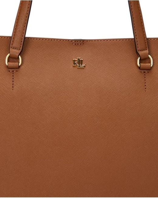 Ralph Lauren Blue Crosshatch Leather Large Karly Tote