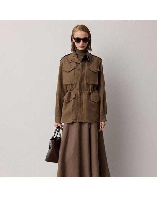 Ralph Lauren Brown Kenzie Linen Skirt