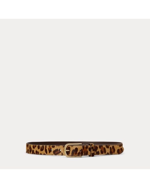 Ralph Lauren Purple Rounded-Buckle Leopard-Print Skinny Belt