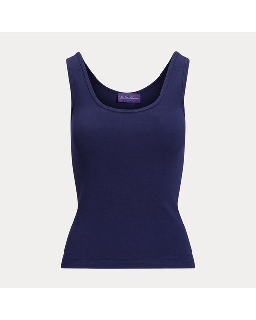 Ralph Lauren Blue Ellis Rib-Knit Cotton-Blend Tank Top