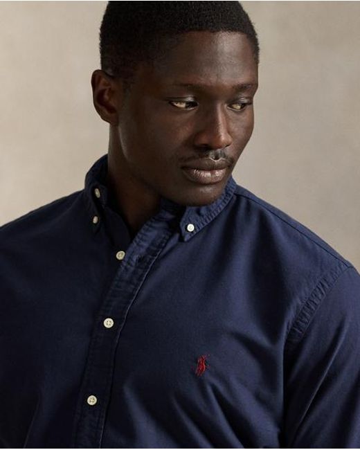 Ralph Lauren Blue Garment-dyed Oxford Shirt for men