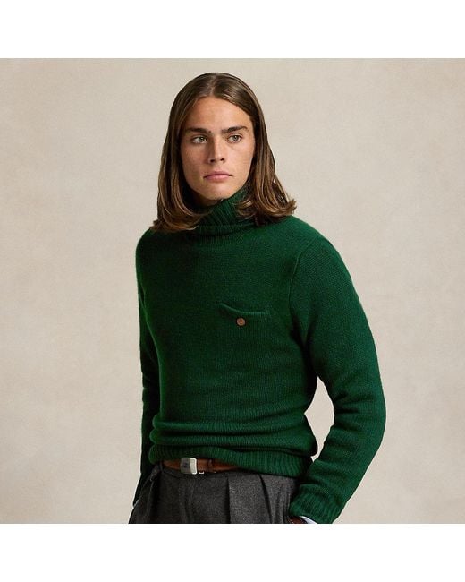 Polo Ralph Lauren Green Wool-cashmere Pocket Turtleneck Sweater for men