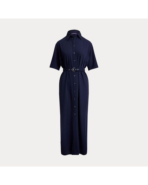 Ralph Lauren Carol Wollen Gabardine Jurk in het Blue