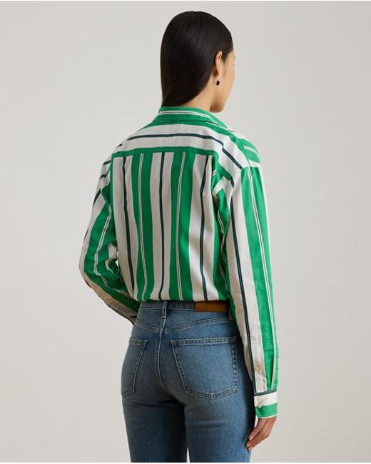 Ralph Lauren Green Relaxed Fit Striped Broadcloth Shirt
