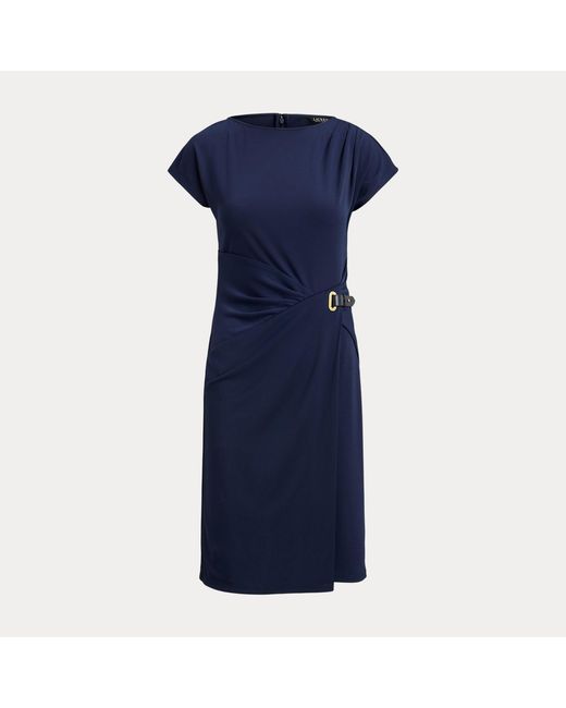 Ralph Lauren Blue Buckle-Trim Stretch Jersey Dress