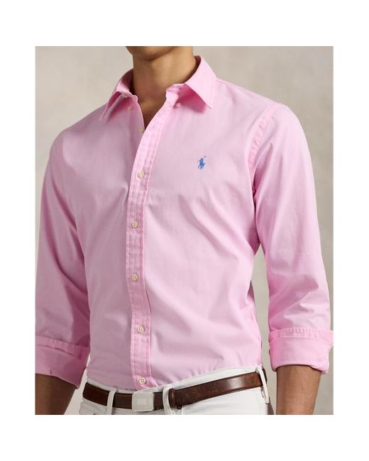 Camicia in twill Custom-Fit di Polo Ralph Lauren in Pink da Uomo
