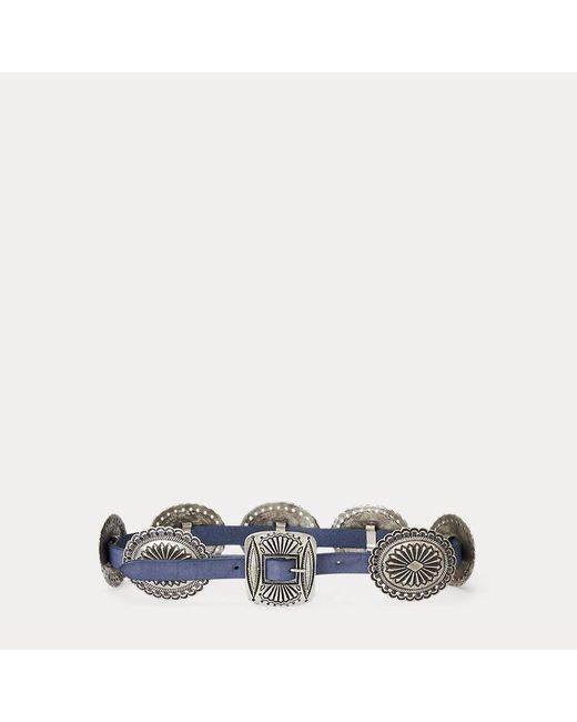 Cintura in pelle con dettagli in metallo di Polo Ralph Lauren in Blue