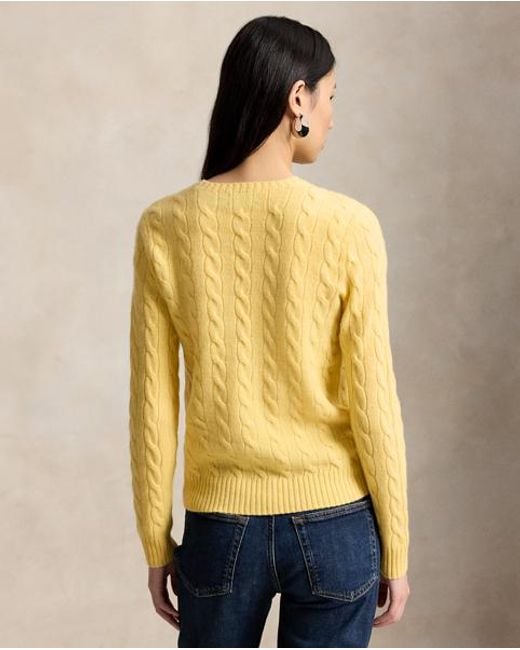 Polo Ralph Lauren Yellow Cable Wool-Cashmere Crewneck Jumper