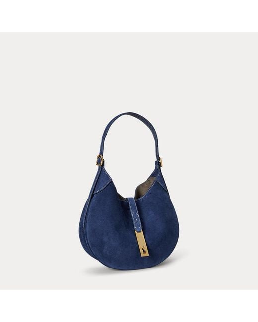 Polo Ralph Lauren Kleine Suède Polo Id Schoudertas in het Blue