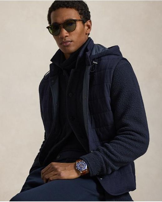 Polo Ralph Lauren Blue Quilted Jersey Hooded Gilet for men