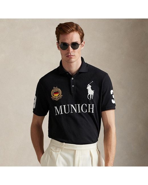 Ralph Lauren Black Classic Fit Munich Mesh Polo Shirt for men