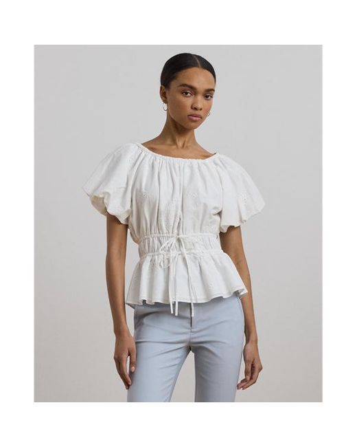 Camicetta a peplo in voile di cotone di Ralph Lauren in White