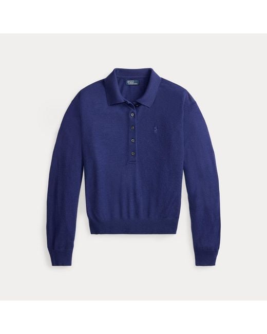 Polo Ralph Lauren Blue Wool Polo-Collar Jumper