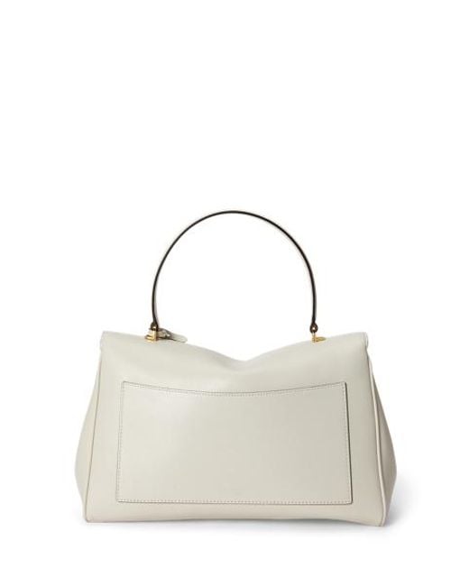 Ralph Lauren Natural Nappa Leather Medium Farrah Soft Satchel