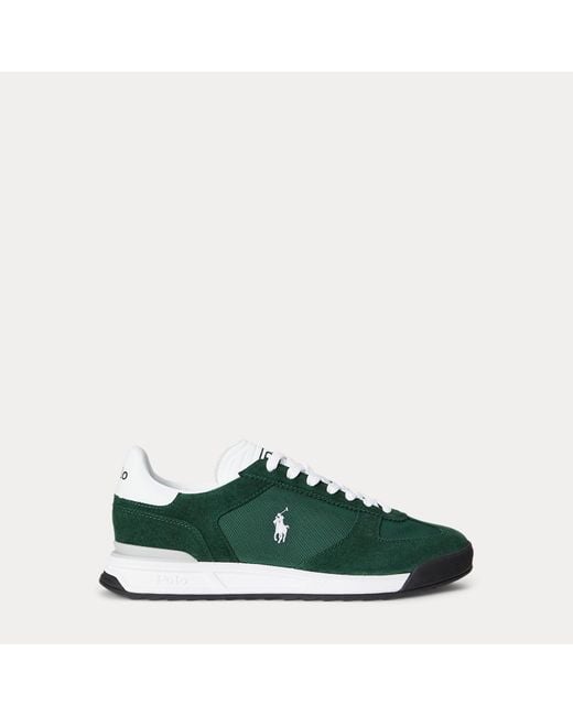 Ralph Lauren Green Varick Suede & Oxford Trainer for men