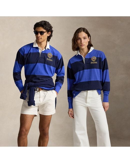 Polo Ralph Lauren Blue Wimbledon Striped Rugby Shirt for men