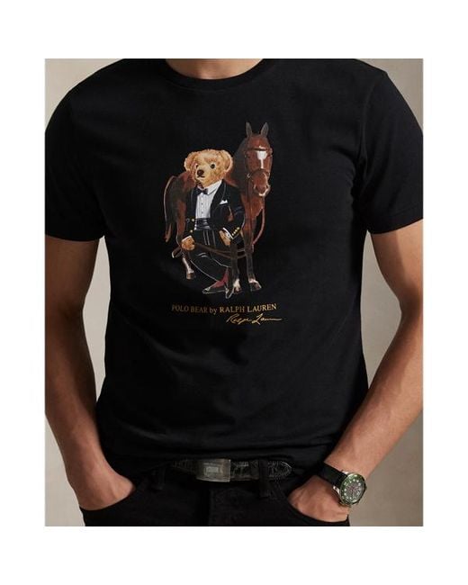 Polo Ralph Lauren Black Polo Bear Cotton T-Shirt for men