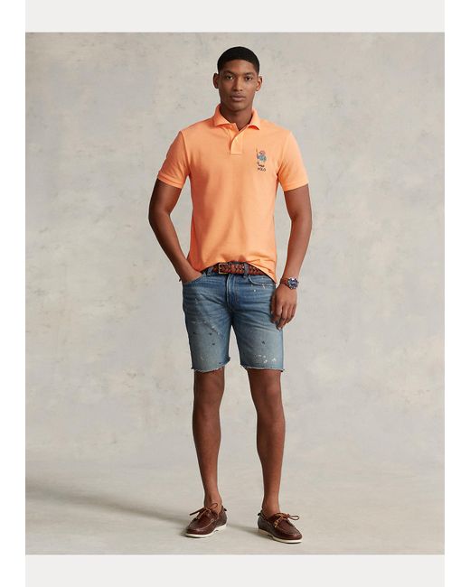 Polo Ralph Lauren Custom Slim Fit Polo-shirt Met Polo Bear in het Oranje  voor heren | Lyst NL