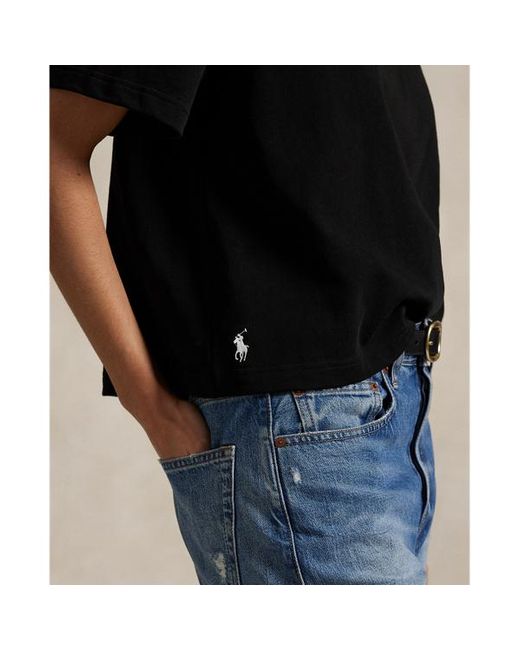 Maglietta in jersey con taglio corto di Ralph Lauren in Black