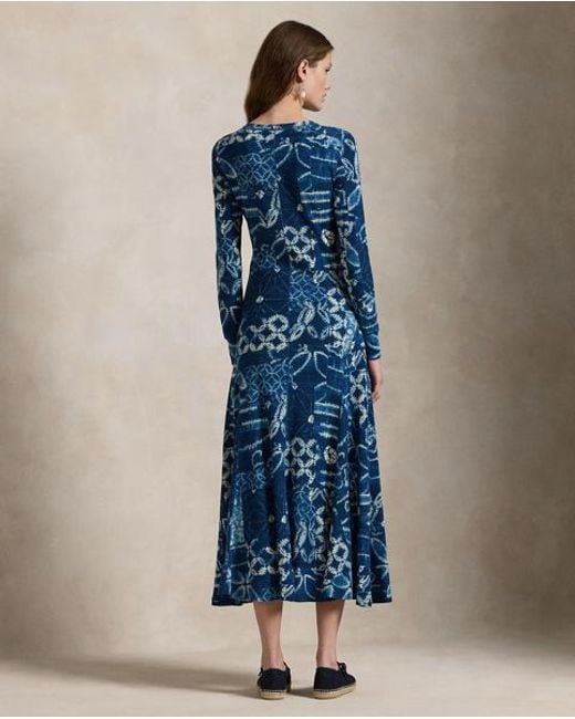 Polo Ralph Lauren Patchwork Waffle-Knit Henley Dress in Blue | Lyst UK
