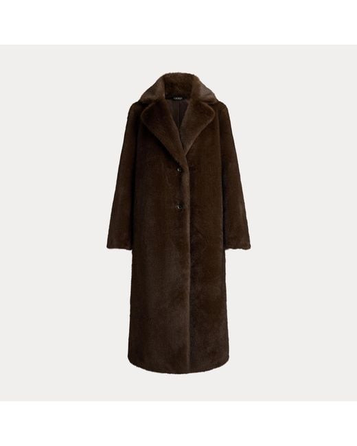 Ralph Lauren Black Faux-Fur Reefer Coat