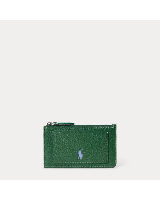Polo Ralph Lauren Green Polo Play Leather Zip Card Case