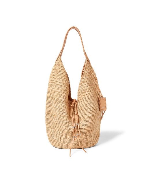 Polo Ralph Lauren Leather Raffia Hobo Bag in Natural | Lyst