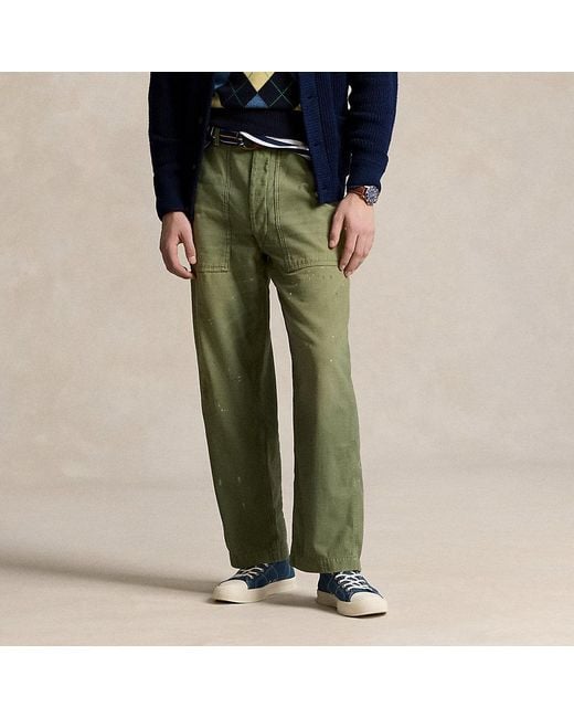 Ralph Lauren Green Relaxed Fit Reverse-sateen Trouser for men