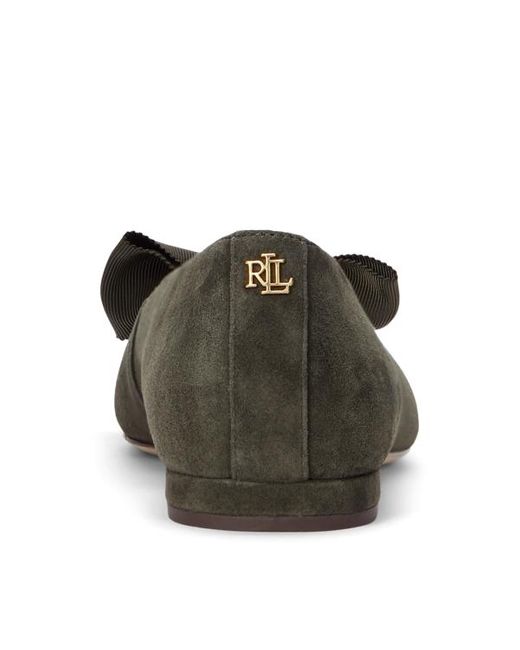 Ballerine Londyn in camoscio con fiocco di Ralph Lauren in Green