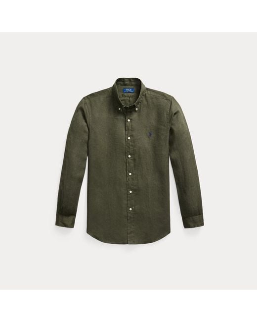 Polo Ralph Lauren Green Custom Fit Linen Shirt for men