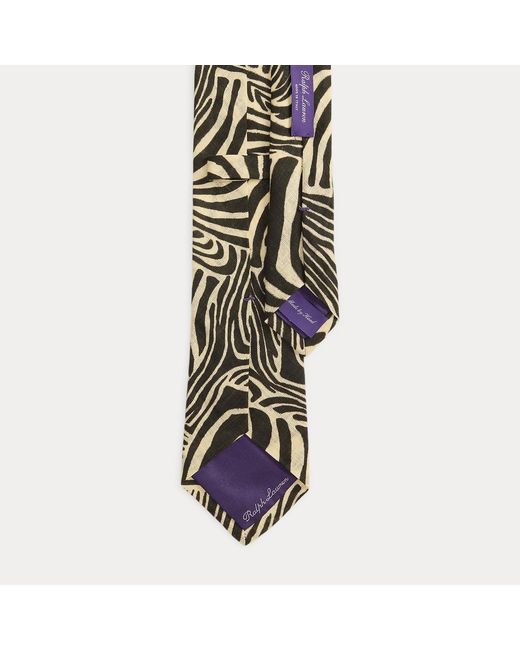 Ralph Lauren Green Zebra-Print Linen Tie for men