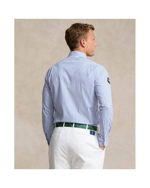 Polo Ralph Lauren Blue Wimbledon Striped Stretch Twill Shirt for men