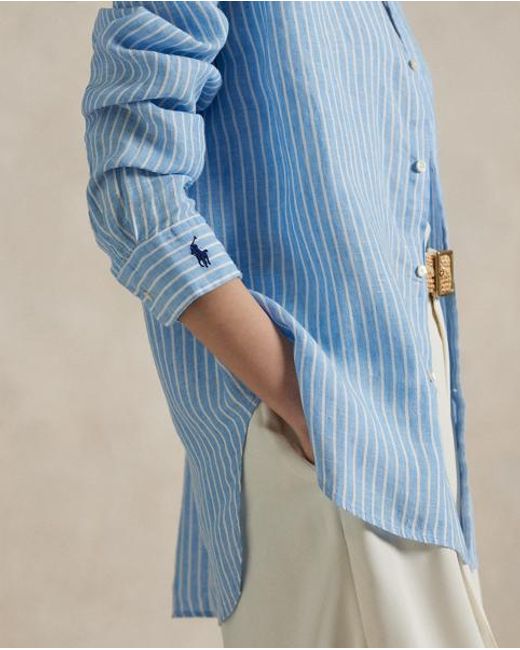 Polo Ralph Lauren Oversized Linnen Overhemd in het Blue