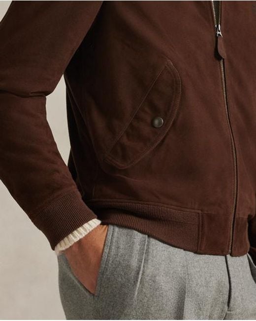 Polo Ralph Lauren Brown Suede Flight Jacket for men