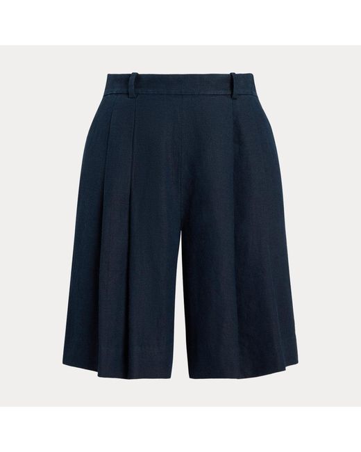 Pantalón corto de lino con pinzas Ralph Lauren de color Blue