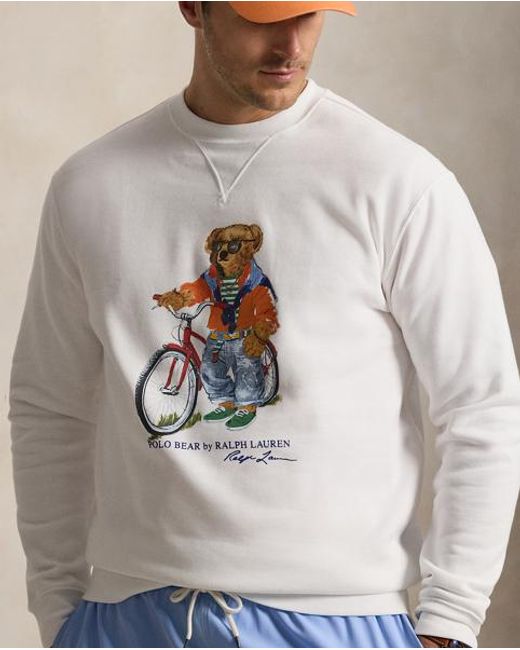 Ralph Lauren White Polo Bear Fleece Sweatshirt for men