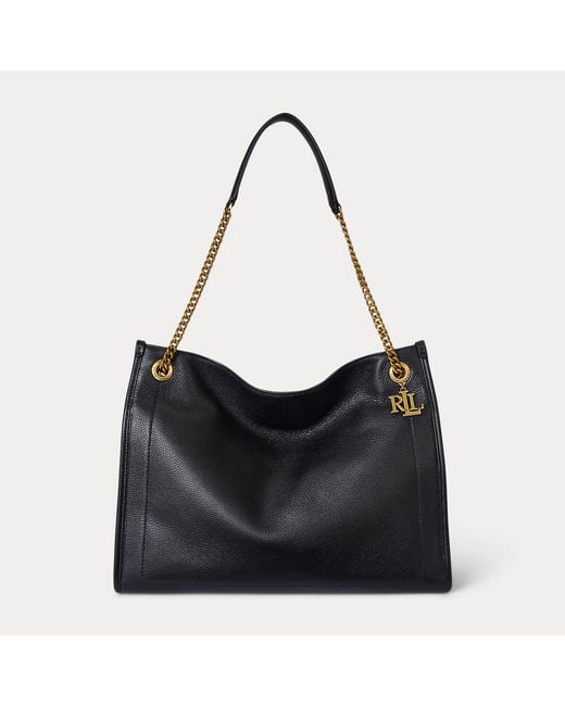 Ralph Lauren Brown Pebbled Leather Large Bradley Tote Bag
