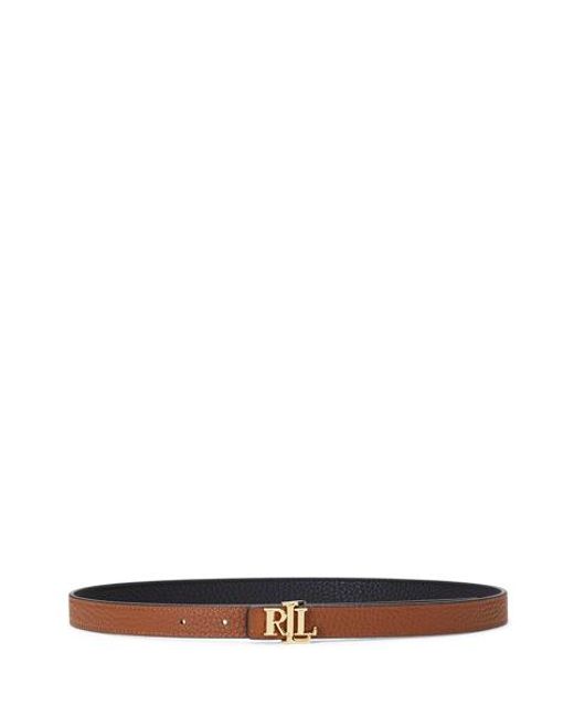Ralph Lauren Multicolor Logo Reversible Leather Skinny Belt