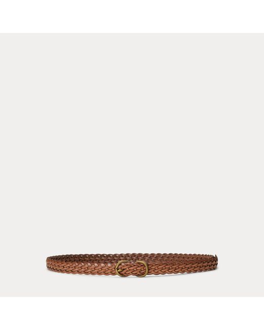 Polo Ralph Lauren Brown Braided Vachetta Leather Skinny Belt