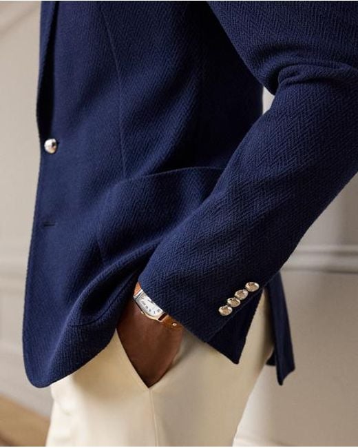 Ralph Lauren Blue Hadley Hand-Tailored Herringbone Jacket for men