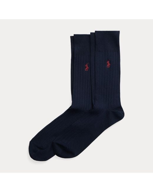 Polo Ralph Lauren Blue Rib-Knit Trouser Socks for men