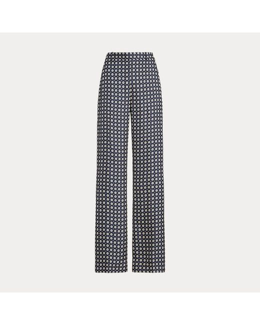 Ralph Lauren Black Geo-motif Silk Wide-leg Trouser