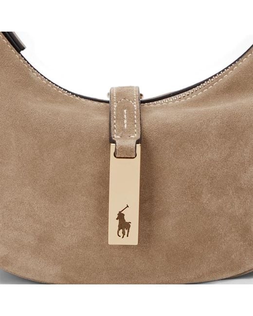 Polo Ralph Lauren Natural Polo Id Suede Mini Shoulder Bag